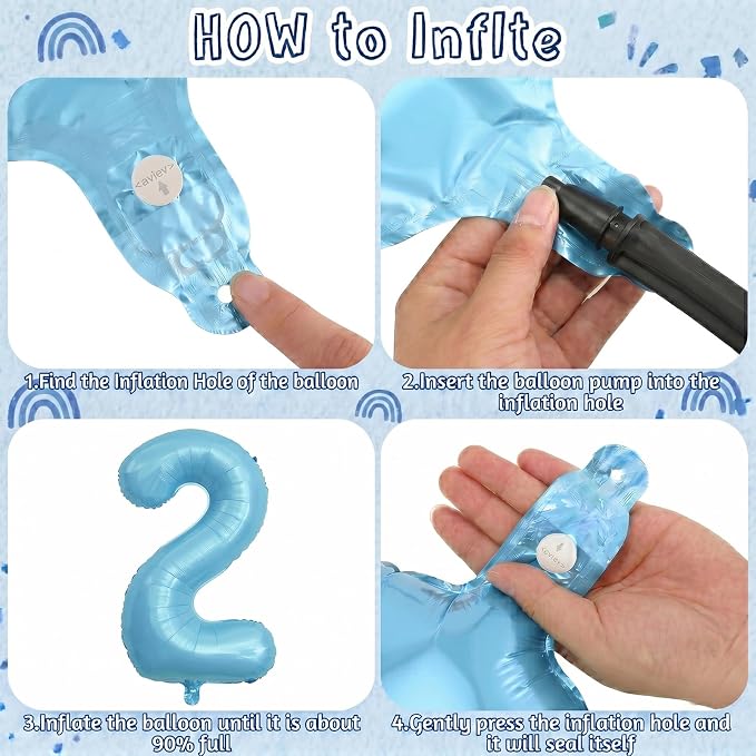 Pearlescent Blue Number 12 Balloon 40 Inch, Large Light Blue Foil 12th Birthday - Image 5