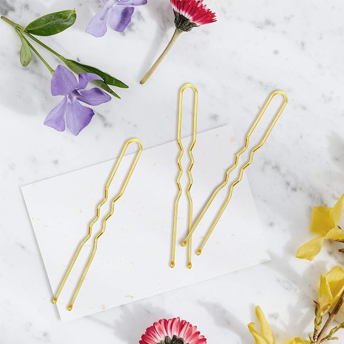 U Shaped Hair Pins, IKOCO 2.4inch Bun Hair Pins for Women with Storage Box, Gold