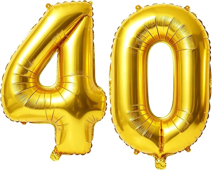 40 Inch Number 40 Balloons for 40th Birthday Party Decorations, 0-100 Gold by FOBELEC