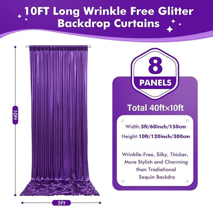 40ftx10ft Shimmer Purple Sequin Backdrop Curtain - Image 7
