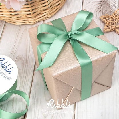 Ribbli Sage Green Satin Ribbon, Double Faced Satin 1/2 inch x Continuous 25 - Image 2