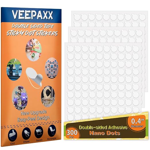 300Pcs Double Sided Adhesive Dots, Removable Clear Dots Sticky Tack, Waterproof by Veepaxx