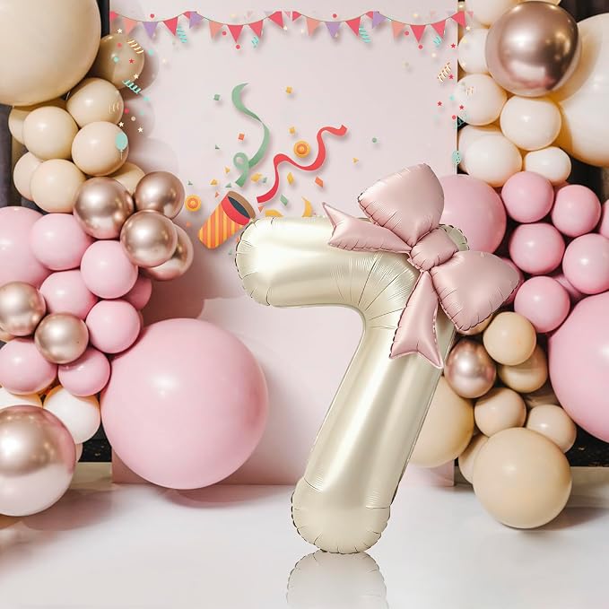 40 Inch Cream Number 7 Balloon - Image 5