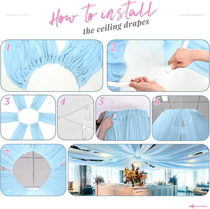 6 Panels Baby Blue Ceiling Drapes - Image 7