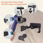 Hair Dryer Holder, Hair Dryer Holder Wall Mounted Self Adhesive Hairdryer Holder forDyson Aluminum Blow Dryer Holder Wall Mounted Black Hairdryer Hanger for Bathroom Black CHOCHOYAH