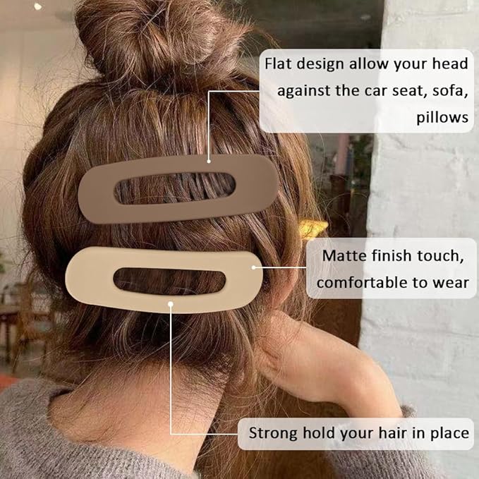 Large Duck Billed Flat Hair Clips, Ahoney 12 Pack Alligator Hair Clips Flat Claw Clip for Thin Thick Hair 3 Sizes Lay Down Banana Clip Hair Styling Accessories for Women Girls (Neutral)
