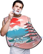 Professional Beard Bib, Non-Stick Hair Catcher Apron Waterproof, Shaving Grooming Essential for Men Dad, Japanese Blossom Mountain Cherry Flower Shave Bib