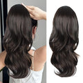 Ponytail Extension, Drawstring Ponytail Extension for Women Long Black Brown Wavy Pony Tails Hair Extensions Synthetic Wavy Clip in Ponytail Hairpiece for Women