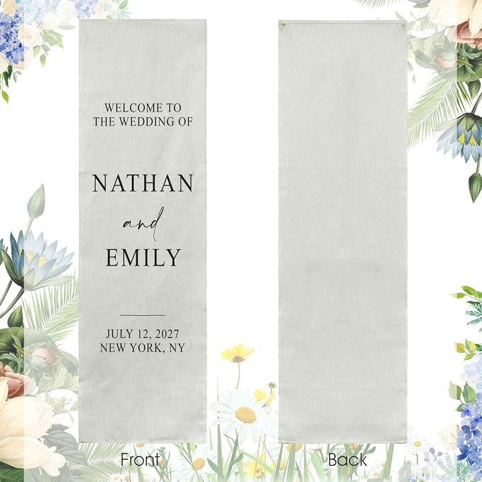 Personalized Fabric Wedding Welcome Sign, Cotton Linen Banner - Image 4