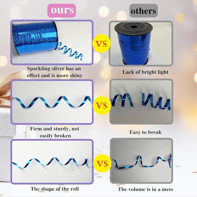 500 Yards Blue PVC Curling Ribbon, 5mm Width, Crafts and Celebrations - Image 3