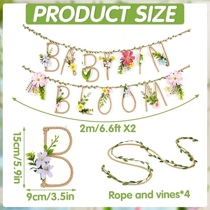Baby in Bloom Banner, for Baby Shower decorations, Wildflower Butterflies Baby - Image 3