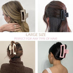 Large Hair Claw Clips, 12 Pack Flower Hair Clips for Thick Hair, Big Square Matte Strong hold for Thin Hair, 3 Styles Claw Hair Clips for Thick Hair