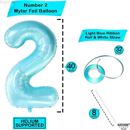KatchOn Light Blue Number 2 Balloon 40 Inch | Light Blue 2 Balloon Number - Image 4