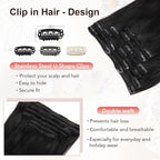 XDhair Clip in Hair Extensions Human Hair 120g 18Inch Black Clip Remy in Hair Extensions 6Pcs Straight Real Hair for Women (#1,18Inch)