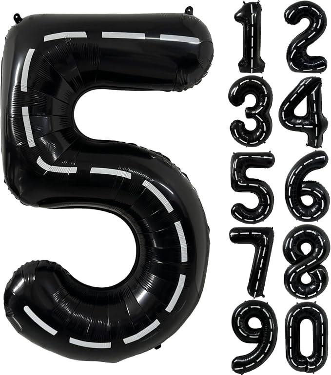 40 Inch Race Car Black Number Balloons Race Car Birthday Party Balloons Large by Yeodong