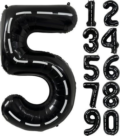 40 Inch Race Car Black Number Balloons Race Car Birthday Party Balloons Large by Yeodong
