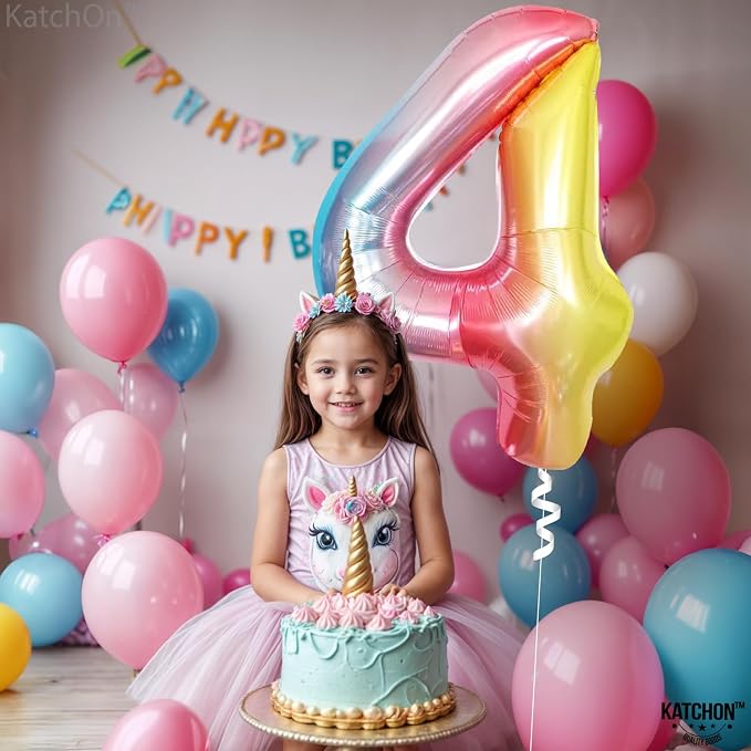 KatchOn Rainbow Number 4 Balloon 40 Inch | 4 Balloon Number - Image 5