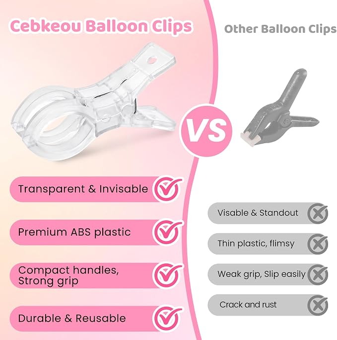 10 Pack Balloon Arch Clips, 3.5 Inch Plastic Transparent Clips - Image 6