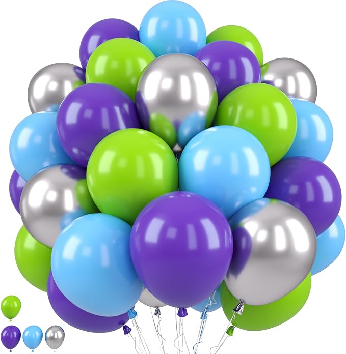 Green Purple Blue Balloons by Paready