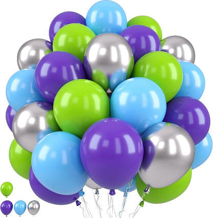 Green Purple Blue Balloons by Paready