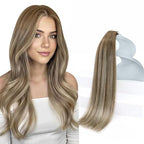 Sunny Hair Tape in Hair Extensions Human Hair 22 Inch Hair Extensions Real Human Hair Tape in Extensions for Women Cool Brown to Light Brown Balayage Blonde Invisible Remy Hair Skin Weft 20Pcs 50g