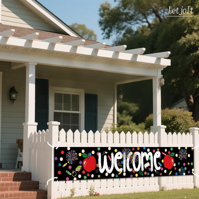 Letjolt Black Welcome Banner Back to School Supplies 6 Ft | Decorations - Image 3
