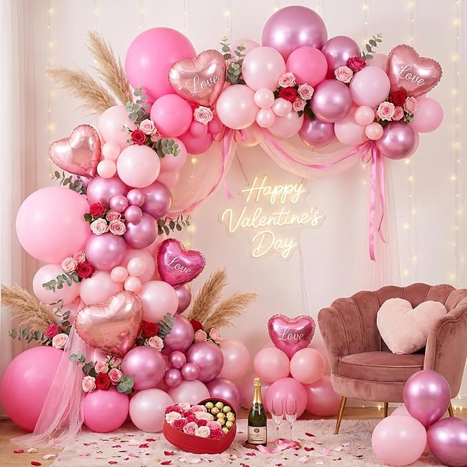 RUBFAC Pink Balloons Set, Metallic Pearl Pastel Light Pink Party Balloons 12 - Image 6