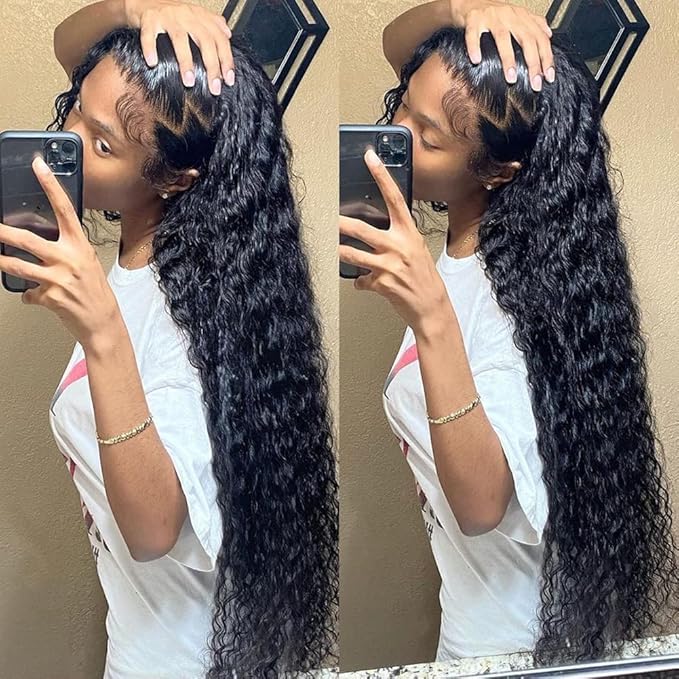 bangjazz 28 Inch HD Lace Frontal Wigs Human Hair Deep Wave Wig 13x4 Lace Front Wigs Human Hair 180 Density Curly Wigs for Black Women, Curly Lace Front Wig Natural Hairline Natural Color