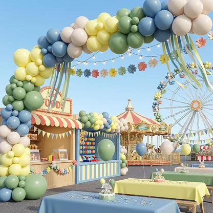 RUBFAC Sage Green Dusty Blue Yellow Balloons, Party Balloon Pastel Yellow - Image 4