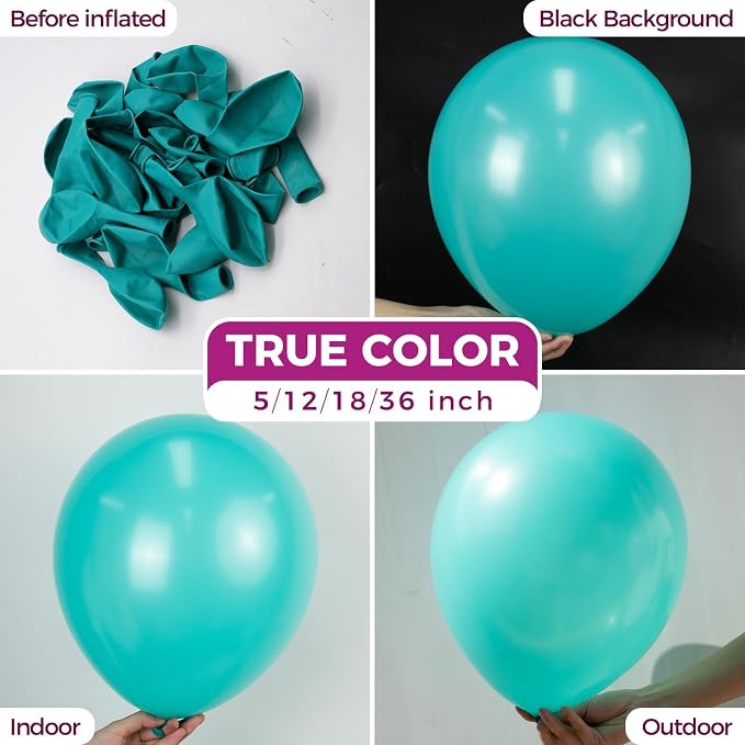Bezente Teal Balloons Latex Party Balloons, 100 Pack 12 inch Round Helium - Image 2