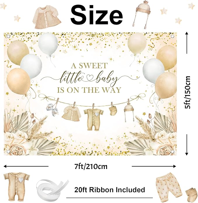Boho Baby Shower Banner Neutral Gold Baby Shower Party Decorations A Sweet - Image 4