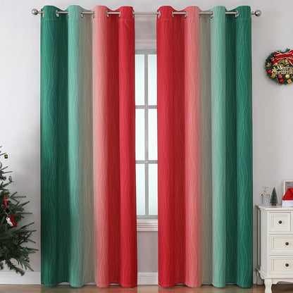 Red and Green Ombre Blackout Curtains - Image 2