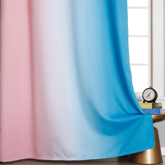 Ombre Pink and Blue Blackout Curtains 72 Inch Length 2 Panels, Full Light - Image 6