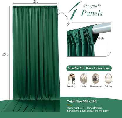 20 ft x 10 ft Wrinkle Free Hunter Green Backdrop Curtain - Image 7