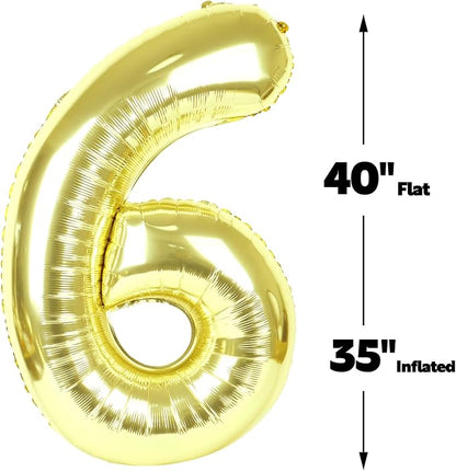Champagne Gold Number 6 Balloon 40 inch, Balloon numbers party supplies - Image 3