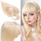 SEGO 100% Real Human Hair Toppers, with Air Bangs, Silk Base 150% Density, Clip in Topper, 2.7肺5.1・ HairPieces for Women, with Thinning/Hair Loss Cover Gray