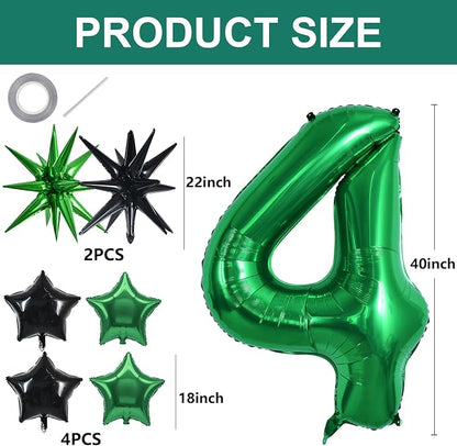 TONIFUL 4th Birthday Balloons Kit 40 Inch Dark Green Large Number 4 Balloon | - Image 2