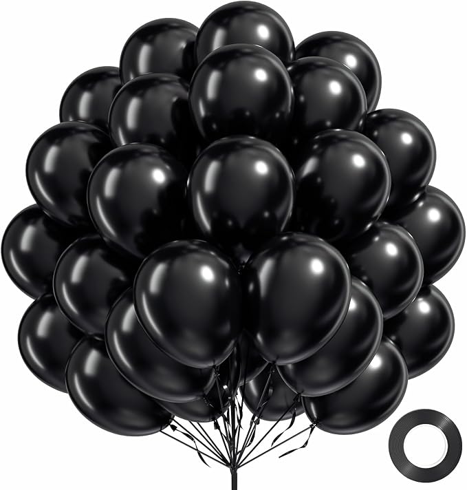 100 Pack Black Balloons 12 inch, Graduation, Baby Shower Party Decorations by FOTIOMRG