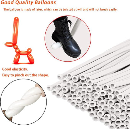 White 260 Long Balloons 100 Pack White Modeling Long Magic Balloons Thickening - Image 4