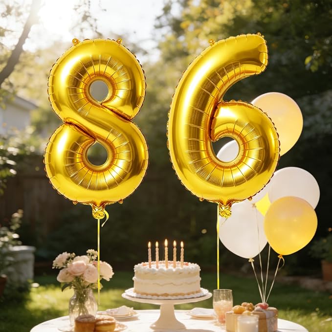 40 Inch Number 86 Balloons for 86th Birthday Party Decorations, 0-100 Gold - Image 3