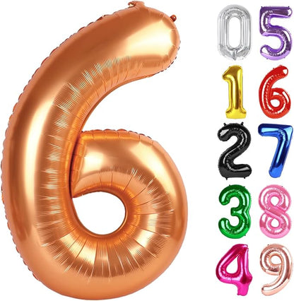 Orange Number 6 Balloon 40 Inch, 6th Birthday Party Decorations Men Women | by IWERP