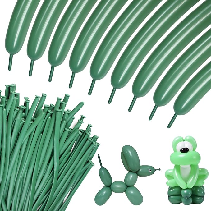 100pcs Sage Green 260 Balloons, Thickening Latex Green 260q Balloon by KUULBELAballoons