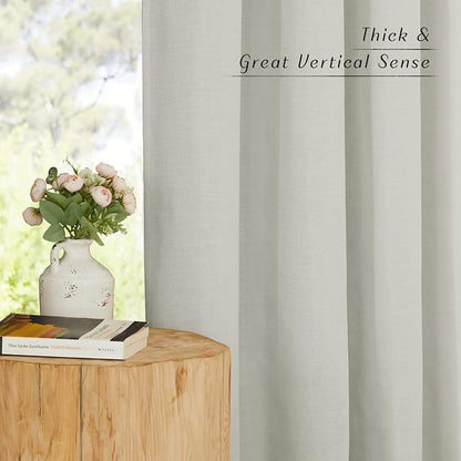 NICETOWN Thick Semi Sheer Linen Gray Curtains - Image 5