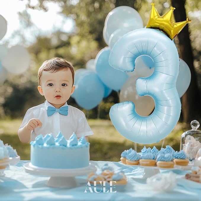 AULE 40 Inch Big Light Blue 3 Balloon Number - Image 5