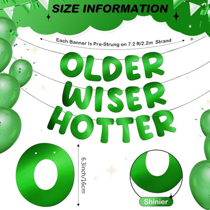 Fulmoon Set of 3 Pre Strung Older Wiser Hotter Glitter Banner Funny Birthday - Image 3