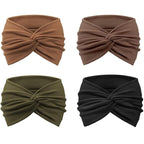 DRESHOW 4 Pack Turban Headbands for Women Wide Vintage Head Wraps Knotted Cute Hair Band Accessories