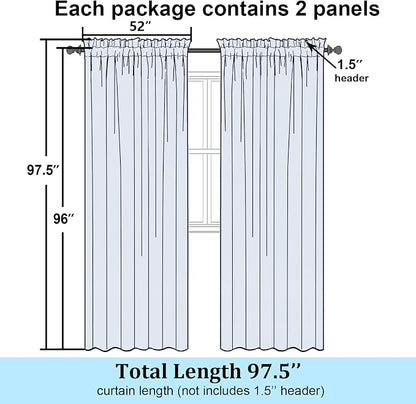 Simplebrand Semi Sheer Gold Curtains 96 Inches Long 2 Panels, Light Filtering - Image 2