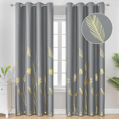 Grey Blackout Curtains for Bedroom 102 Inches Long, Room Darkening Grommet by ESTELARTEXTILER