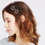Star Hair Clips 2000s Y2K Snap Hair Barrettes Non Slip Star Hair Accessories Black Silver Metal Hair Clips for Girls Women -30 PCS 1.18"