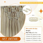 Full Shine Real Hair Extensions Clip in Human Hair Balayage Clip in Hair Extensions Blonde Human Hair Ash Blonde Mix Platinum Blonde Seamless Hair Extension Clip ins for Women 16 Inch 8 PCS 120 G